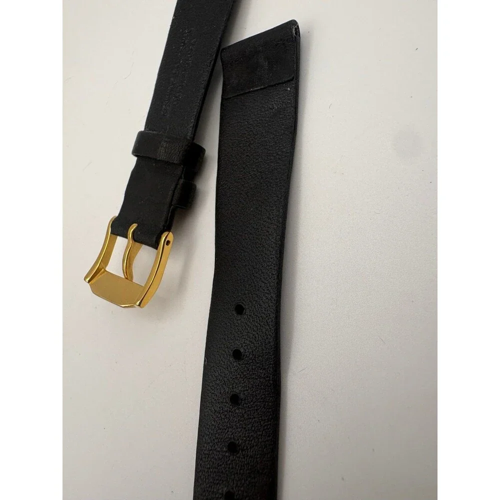 Hadley-Roma Genuine Calfskin Watch Strap 16mm Black Gold Tone Buckle